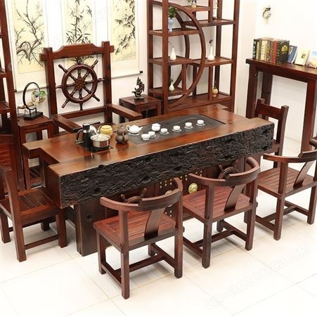 老船木茶桌椅组合家用功夫茶台实木茶桌茶具套装桌子一体简约茶几