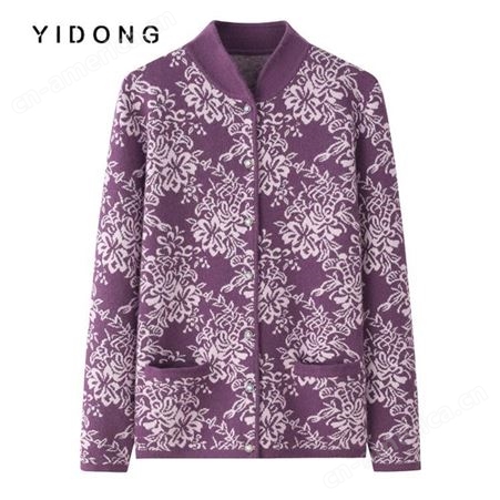 新款双提中式立领单排扣羊毛针织开衫文艺复古中国风加厚毛衣外套
