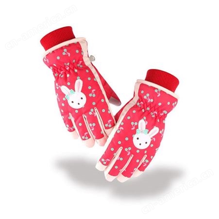 儿童滑雪手套女童甜美可爱防风防水保暖棉手套