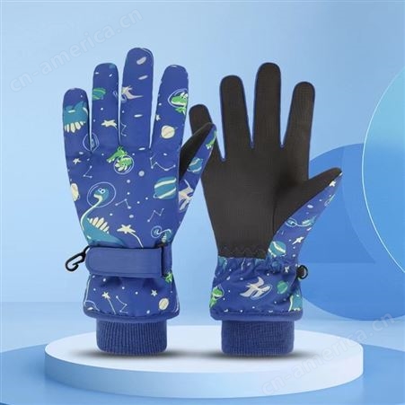 保暖手套滑雪防水防风儿童冬季加绒可爱卡通学生骑车登山分指手套